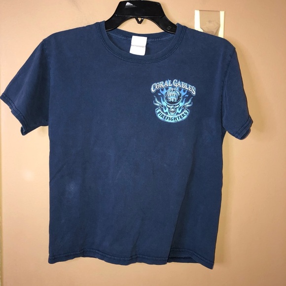 Gildan Coral Gables Nothing good after midnight Firefighters Blue Youth medium - Picture 2 of 6